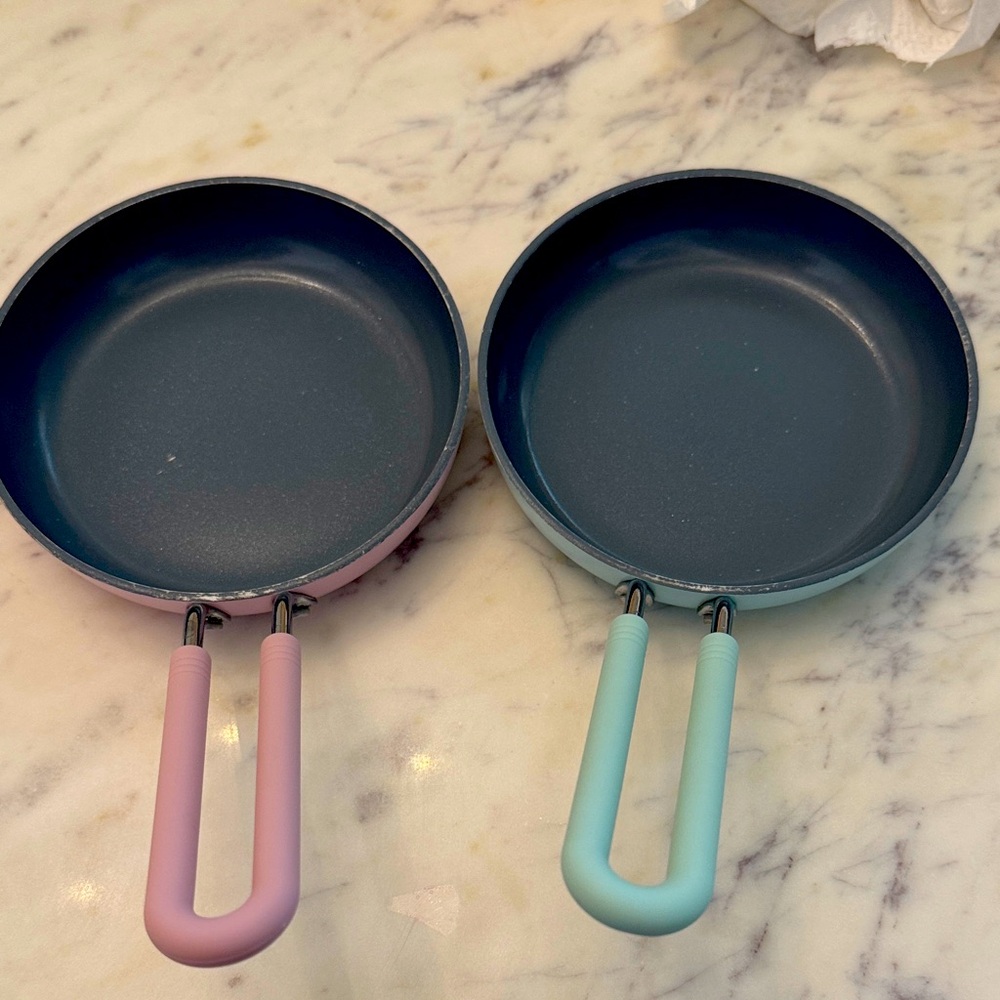 GreenPan Pink & Aqua Non-Stick Frying Pan Set.